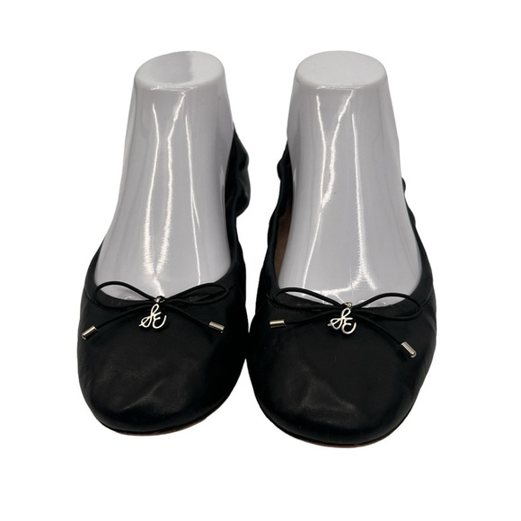 Sam Edelman Black Leather Logo Charm Ballet Flats Size 8.5 Women’s - Picture 3 of 10
